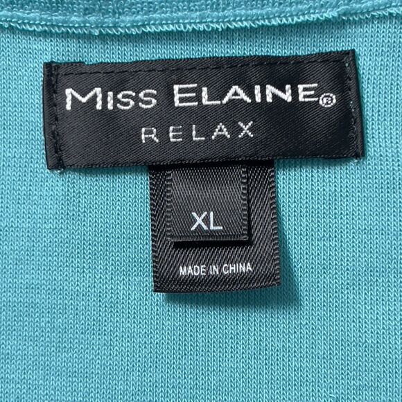 Miss Elaine Relax Full Zip Robe Dress Womens Sz XL Aqua Green Terrycloth Pockets - Picture 7 of 11